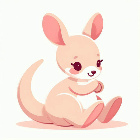 Cute kangaroo cartoon on white background. Vector illustration.のイラスト素材