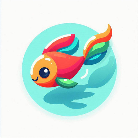 Cute cartoon goldfish swimming in the water. Vector illustration.のイラスト素材
