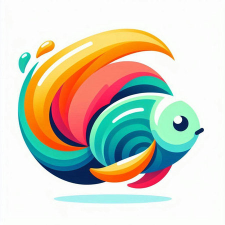 Colorful abstract fish on a white background. Vector design element.のイラスト素材