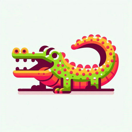 Crocodile icon. Vector illustration of a cartoon crocodile.のイラスト素材