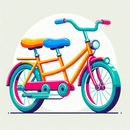 Colorful bicycle on a white background. Vector illustration in flat style.のイラスト素材
