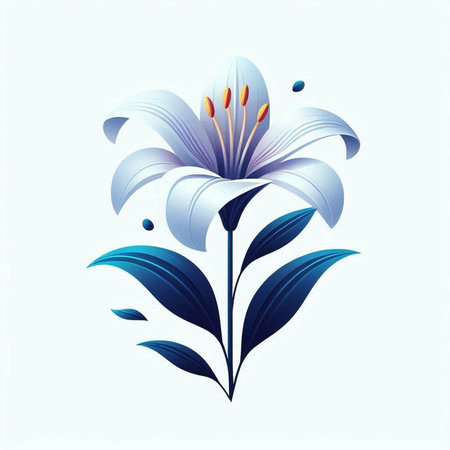 Blue lily flower on a light blue background. Vector illustration.のイラスト素材