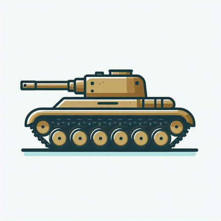Cartoon tank isolated on white background. Vector illustration in flat style.のイラスト素材