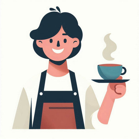 Coffee shop or cafe worker. Vector illustration in flat styleのイラスト素材