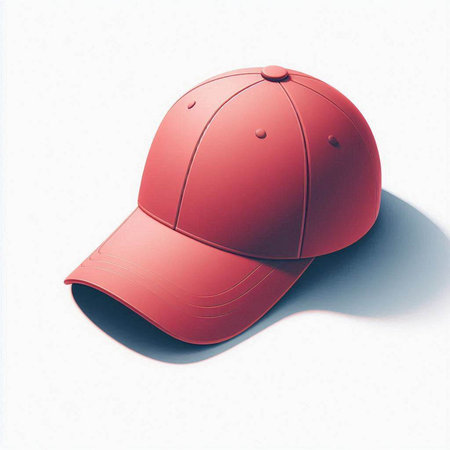 Red baseball cap on a white background. 3D rendering. Illustration.のイラスト素材