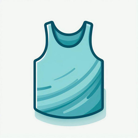 blue sleeveless T-shirt on a white background, vector illustrationのイラスト素材