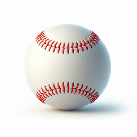 Baseball ball isolated on white background. 3D rendering. Clipping path included.のイラスト素材