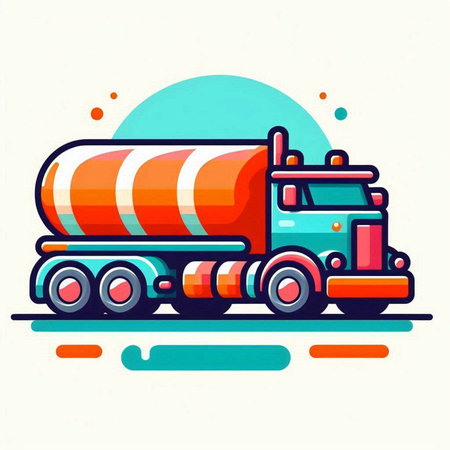 Cement truck. Colorful vector illustration in cartoon flat style.のイラスト素材