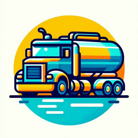 Truck with tank, semi-trailer. Vector illustration.のイラスト素材