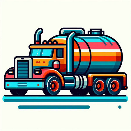 Truck with tank for fuel. Vector illustration in flat style.のイラスト素材