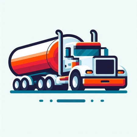 Vector illustration of a semi-trailer truck on the road.のイラスト素材