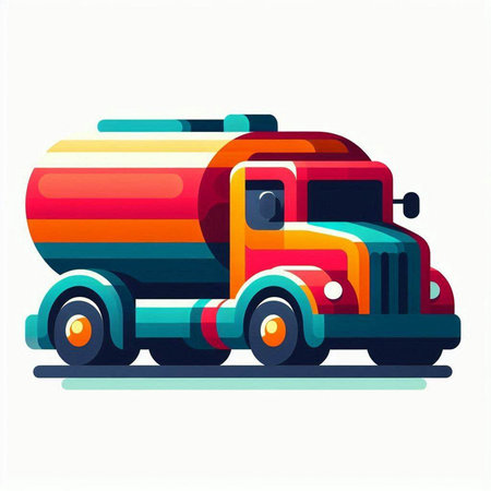 Colorful tank truck. Vector illustration in flat style isolated on white background.のイラスト素材