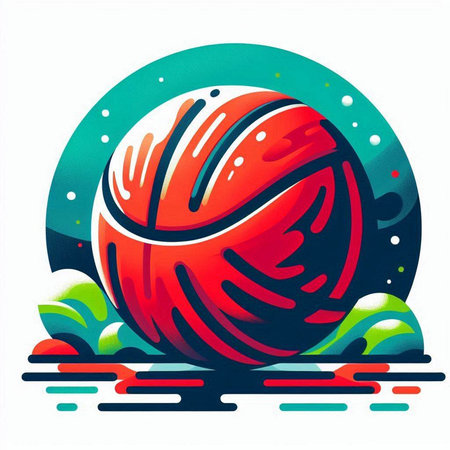Basketball ball in the water. Vector illustration of a tennis ball.のイラスト素材