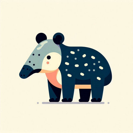 Cute cartoon baby tapir. Vector illustration in flat style.のイラスト素材