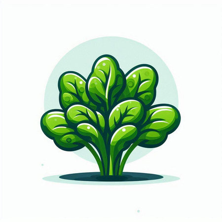 Illustration of a green plant with leaves isolated on a white backgroundのイラスト素材