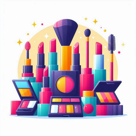 Cosmetic set. Make up and beauty products. Vector illustration.のイラスト素材