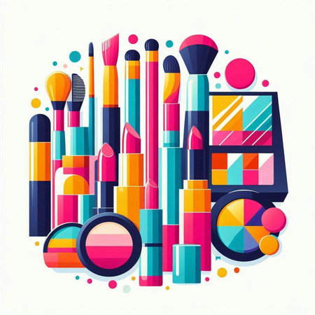Vector illustration of a set of cosmetics. Make-up and cosmetics.のイラスト素材