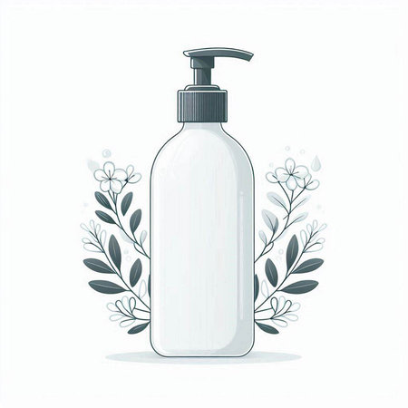 Cosmetic bottle with a dispenser on a white background. Vector illustration.のイラスト素材