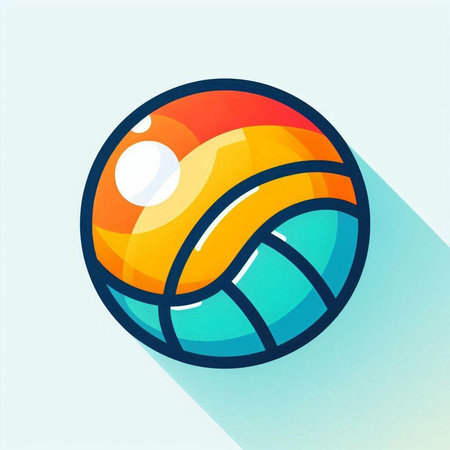 Volleyball icon, flat design, long shadow. Vector illustrationのイラスト素材