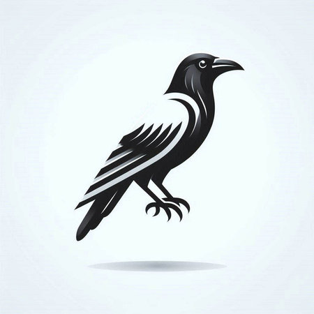 black crow on white background, vector illustration, eps 10.のイラスト素材