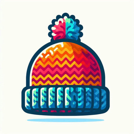 Winter hat with pompon. Vector illustration in a flat style.のイラスト素材
