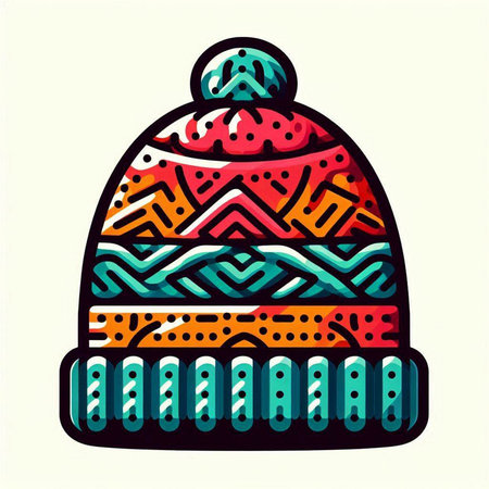 Winter knitted hat. Vector illustration in doodle style.のイラスト素材