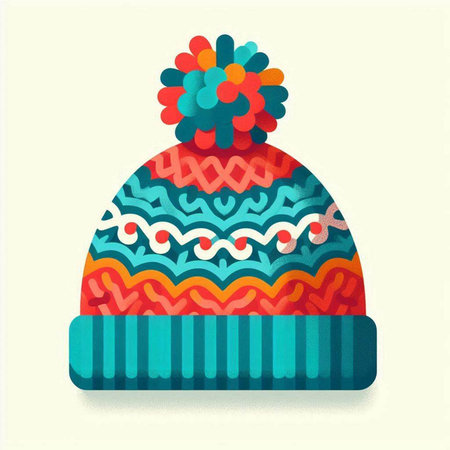 Winter hat with pompon. Vector illustration in flat design style.のイラスト素材
