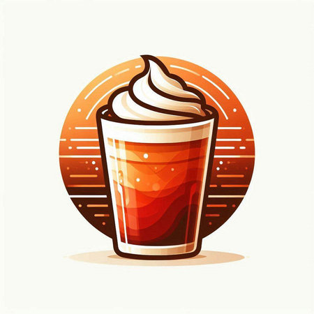 Coffee cup with whipped cream icon in flat style. Vector illustration.のイラスト素材