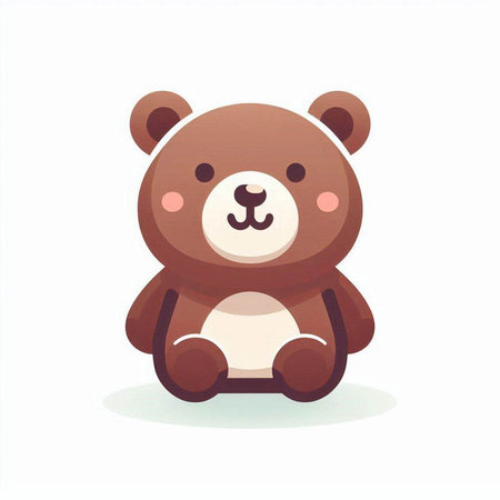 Cute cartoon bear on white background. Vector illustration in flat style.のイラスト素材