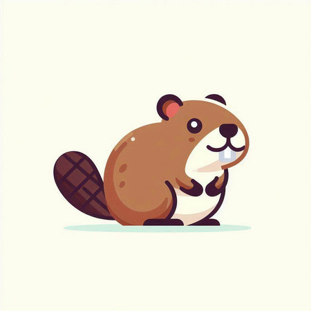 Cute beaver vector illustration. Cartoon beaver vector illustration.のイラスト素材
