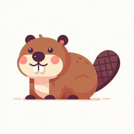 Cute beaver cartoon vector illustration. Cute cartoon beaver.のイラスト素材