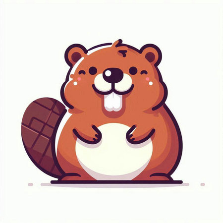 Cute cartoon beaver. Vector illustration isolated on white background.のイラスト素材