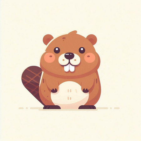 Cute cartoon beaver. Vector illustration in a flat style.のイラスト素材