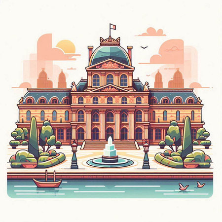 Bucharest, Romania. Historical center of Bucharest. Vector illustration.のイラスト素材