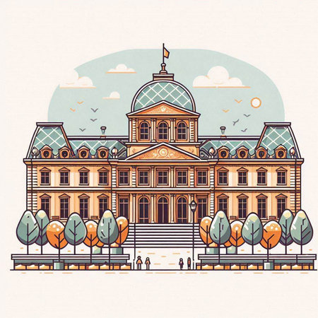 Bucharest city hall, Romania, Europe. Vector illustration.のイラスト素材