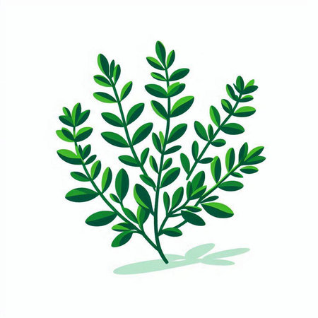 Green leaves on a white background. Vector illustration, flat design.のイラスト素材