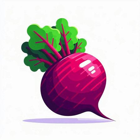 Beetroot with green leaves. Vector illustration in cartoon style.のイラスト素材