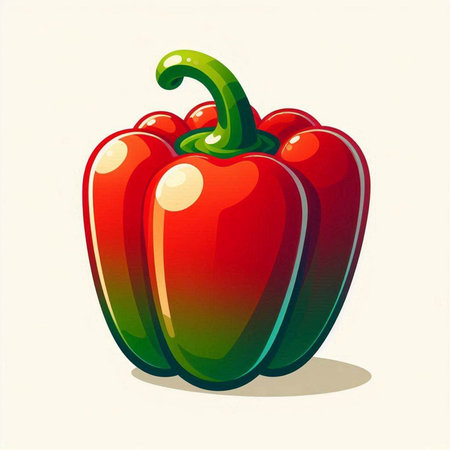 Illustration of a bell pepper on a white background, vector illustrationのイラスト素材
