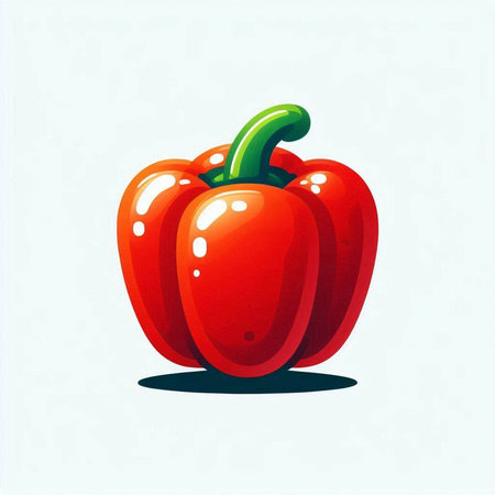 Red bell pepper. Vector illustration. Isolated on white background.のイラスト素材