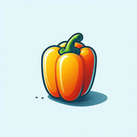 Illustration of a paprika isolated on a blue background - vectorのイラスト素材