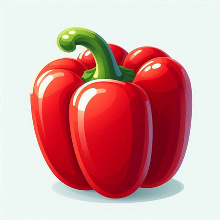 Illustration of red bell pepper on a white background, vector illustrationのイラスト素材