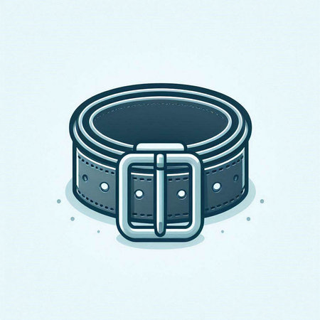 Illustration of a belt with a buckle on a blue background.のイラスト素材