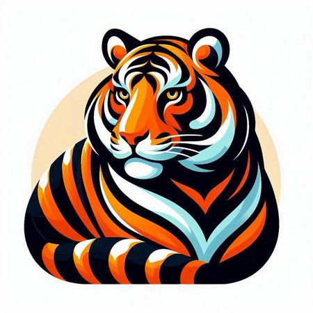 Tiger head vector illustration. Isolated on a white background.のイラスト素材
