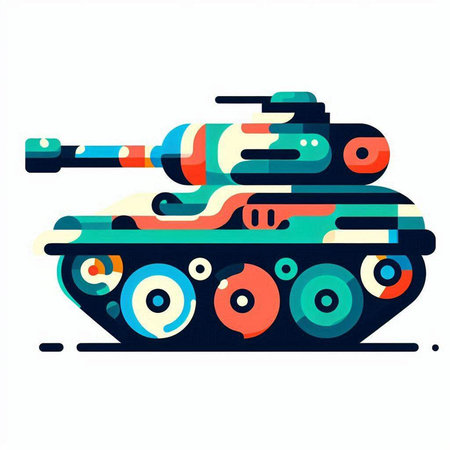 Tank vector illustration isolated on white background. Design element for poster, card, banner.のイラスト素材