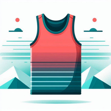 Illustration of red sleeveless t-shirt on abstract backgroundのイラスト素材