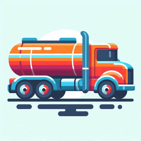 Vector illustration of a tanker truck on a light background. Flat style.のイラスト素材