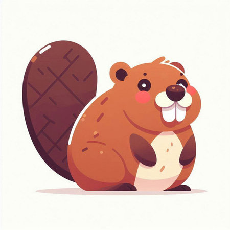 Cute cartoon beaver. Vector illustration of a beaver.のイラスト素材