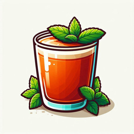 Cocktail with mint leaves in a glass. Vector illustration.のイラスト素材