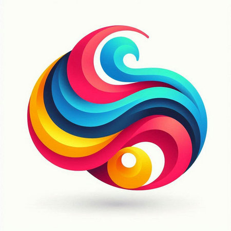 abstract colorful swirl icon on white background. vector design element.のイラスト素材