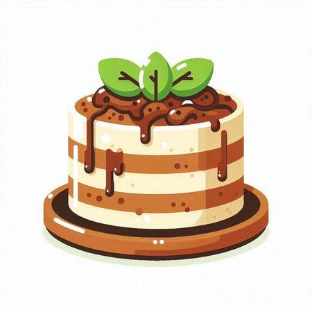 Cake with chocolate and mint on a white background. Vector illustration.のイラスト素材